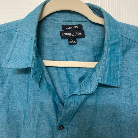 Teal London Fog button Down. - Picture 2 of 4